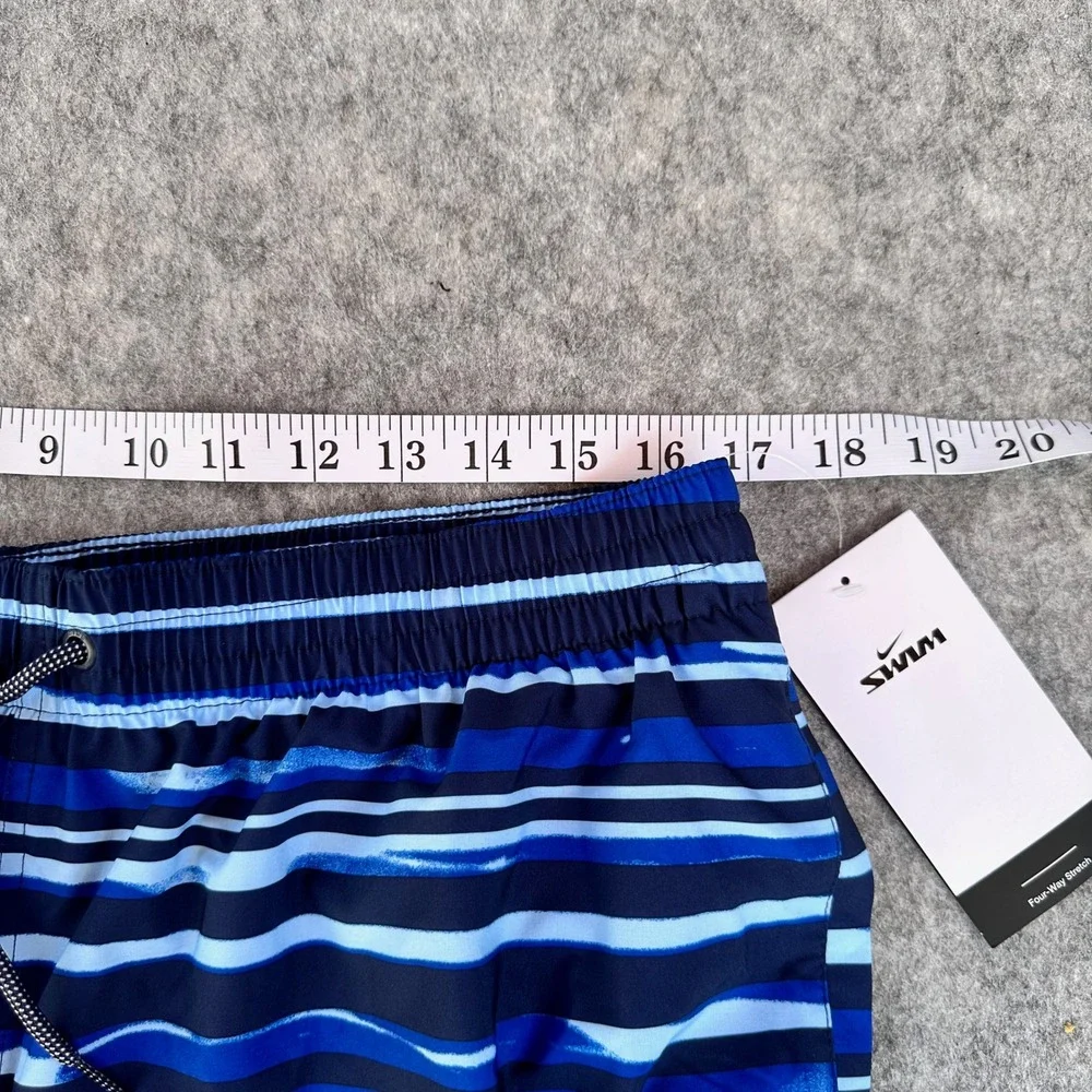 Nike Swim Mens Blue Striped 9 Inch Inseam Board Shorts NESSD545-440 Size XL NEW